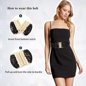 Elegant Black and Gold Women's Belt